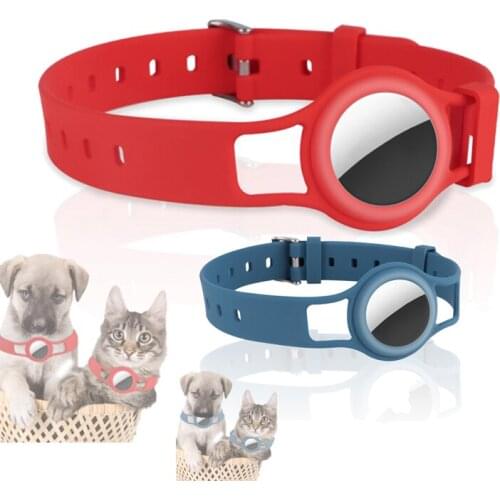 Silicone Protective Case For Apple Airtag Adjustable Pet Dog Cat Collar Strap For Apple Airtag tracking locator Soft Wristband