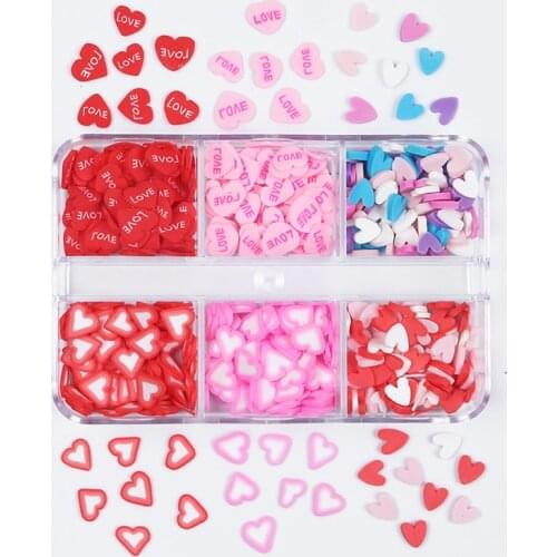 Mixed Color Love Heart Candy Nail Art Decor Acrylic Flakes Clay Sequins 3D Charms Manicure Accessory DIY Design Nails Ornaments