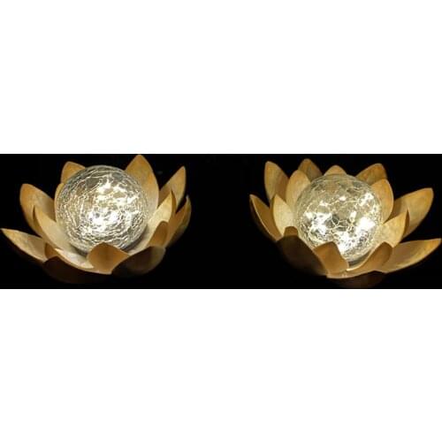 Glass Lotus Amber Crackle Globe Glass Solar Light For Outdoor Porch Party