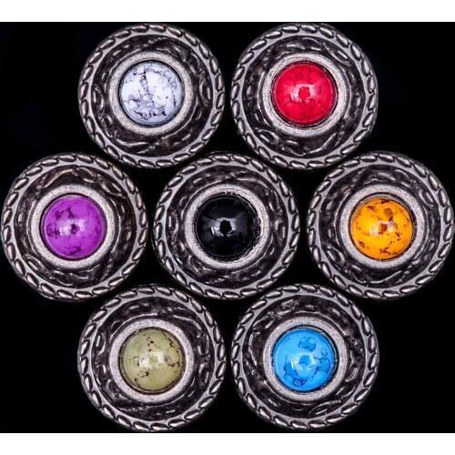 10pcs Retro Silver Flower Engraved Rope Side Western Turquoise Concho For Leathercraft Boot Belt Saddle Headstall Bridle Decor