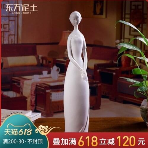 Oriental clay ceramic designer bin-bin Lin sculpture handicraft furnishing articles after 80 / cool breeze moon D46-07