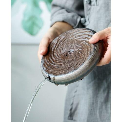 Japanese Style Tea Tray Stoneware Drainage Water Storage Kung Fu Tea Set Teapot Crafts Pad Dry Bubble Stoneware Board Table Pot