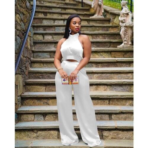 2021 Best Quality Famous Brand 2 pcs Women Set Solid O-neck Sleeveless Short Tops Long Pants Summer Office Lady Outfits