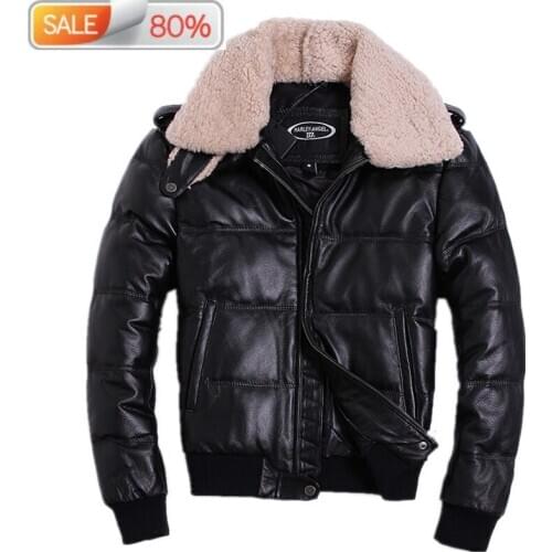Winter Jacket Genuine Cowhide Leather Jackets Duck Down Coat for Men Plus Size 2020 Doudoune HommeHA-A05 B21143