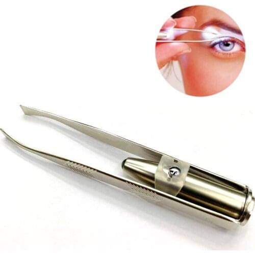 1Pc LED Tweezer Eyelash Eyebrow Eyes Hair Remover Tools Pince A Epiler Stainless Steel Eyebrow Tweezers Beauty Maquiagem Pinzas