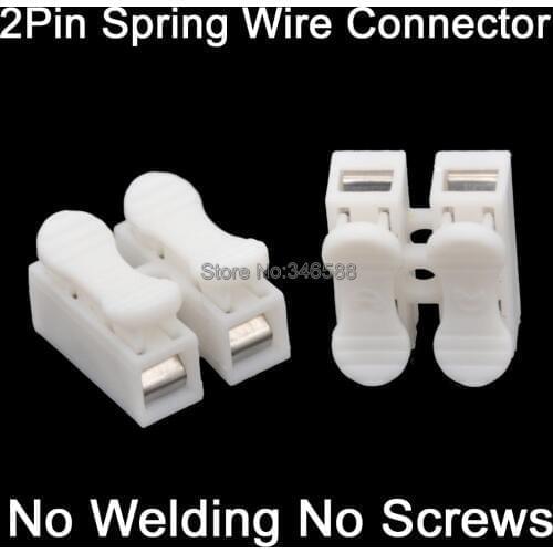 20pcs 2Pins 2-Pin Spring Connector No welding No screws Quick Wire Cable Clamp Terminal Block Connector Easy Fit for LED Strip