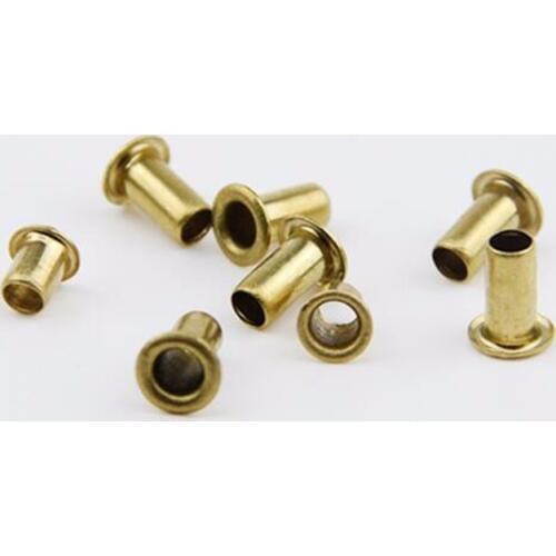 500/1000pcs M0.9*3mm Eyelet Rivet Nut Copper Through Hole Rivets Hollow Grommet Brass Rivet