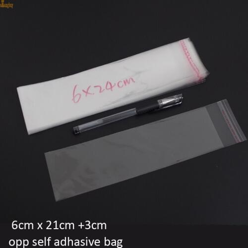 500pcs/lot Clear Resealable Bopp/poly/cellophane Bag 6x21+3cm Transparent Opp Gift Plastic Packaging Bags Self Adhesive Seal