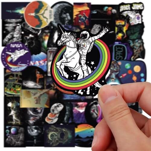 80 Pcs Universe Outer Space Stickers UFO Alien Astronaut for Laptop Skateboard Computer Guitar Kids Cartoon Sticker Decal Toy