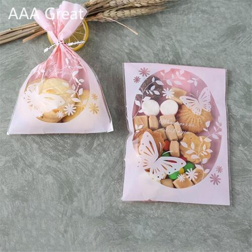 AAA Great 100Pcs/Lot Plastic Bags Cookie&Candy Bag Wedding Birthday Party Gift Bag Biscuit Baking Package Butterfly Pouch Heart