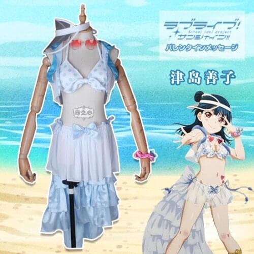 Anime Cosplay 2019 Lovelive Sunshine Aqours Tsushima Yoshiko Bikini SIC12 swimsuit swimwear Summer Cosplay costume A