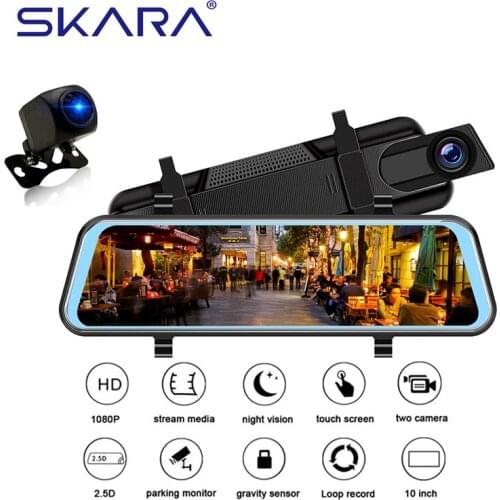 10" Car DVR Touch Screen Stream Media 1080P Dual lens Camera Dash cam Auto Video Recorders Rearview Mirror Backup cams