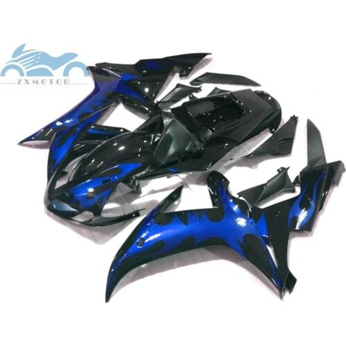 Free New motorcycle fairing Kits fit for YAMAHA 2002 2003 YZFR1 02 03 YZF R1 sports fairings black blue flames body parts RG54