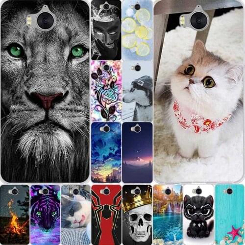 Phone Case For Huawei Y6 2017 Y5 2017 Case Soft TPU Silicone Back Cover 360 Case Full Protective Transparent Animal Printed Case