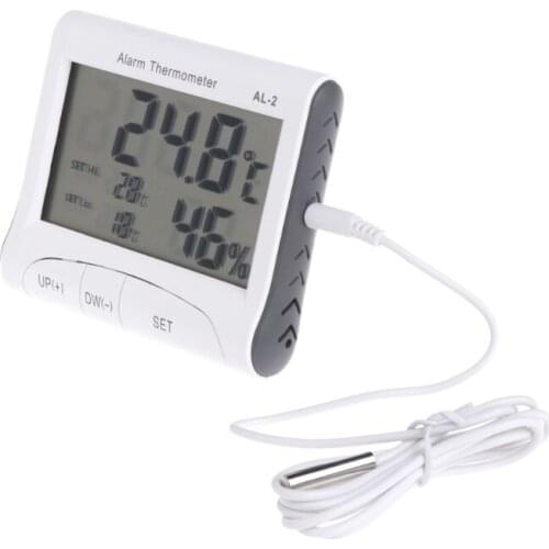 LCD Digital Alarm Thermometer Hygrometer Indoor Outdoor Weather Station w Sensor