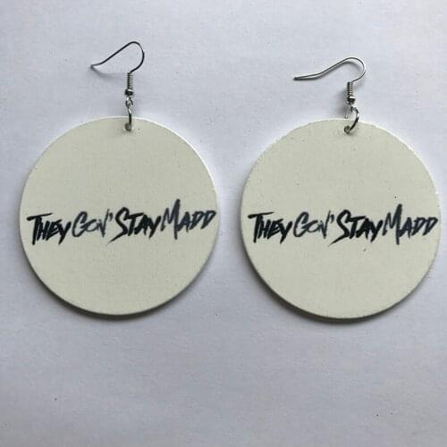 Wood Africa Queen LOVE MY LOCS BLACK LIVES MATTER Letters Hiphop Rock Earrings Party African Afro Jewelry Wooden DIY