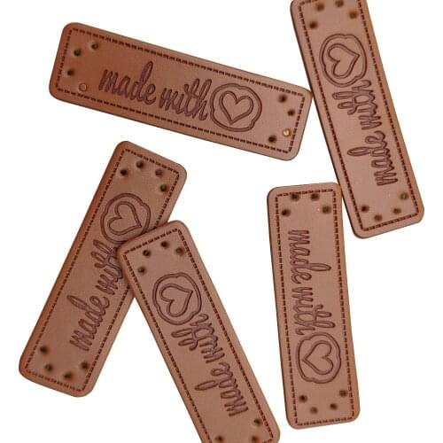 48Pcs/Lot 15X50Mm Made With Heart Labels For Clothes Hand Made With Love Tags For Clothing Gift Handmade Leather Sewing Label