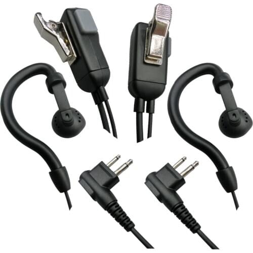 Walkie Talkie Headset For Motorola Two Way Radio Earpiece with PTT Microphone G Shape Earhook 2 Pin