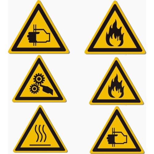 Hot 5/Pcs Warning Signs Stickers Logo Security Safety Labels Water Oil-Proof Warning Tags Wall Machine Sticker Warning Tape