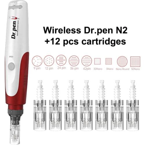 Hot Sale Tattoo Pen Auto Wireless Derma Pen N2 (12 Pin Needle Cartridge ) For Eyebrow Lip Tattoo And Microneedling Therapy