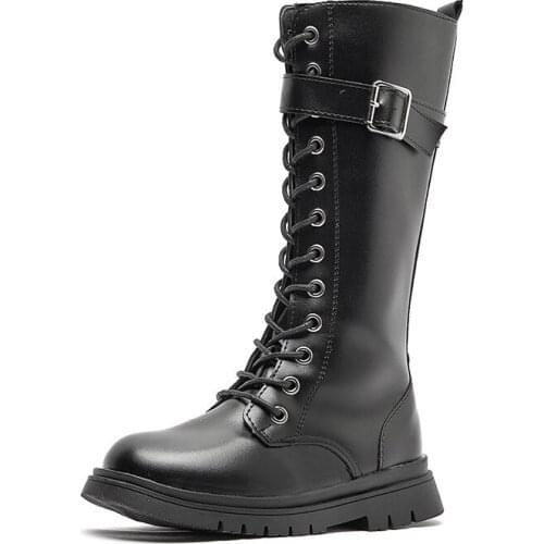 Fashion zip Childrens Winter Shoes Princess Long Warm Martin Boots Kids Girls Soft Leather Motorcycle Boots 2021 New Brand