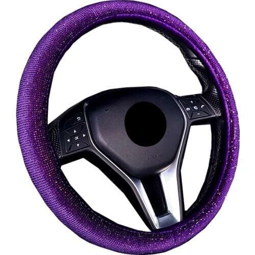 Fashion Car Steering Wheel Cover Wrap 4 Colors Rhinestone Woman Girl Lovely For 37-38 CM 14.5"-15" Auto Brain on Steering-Wheel