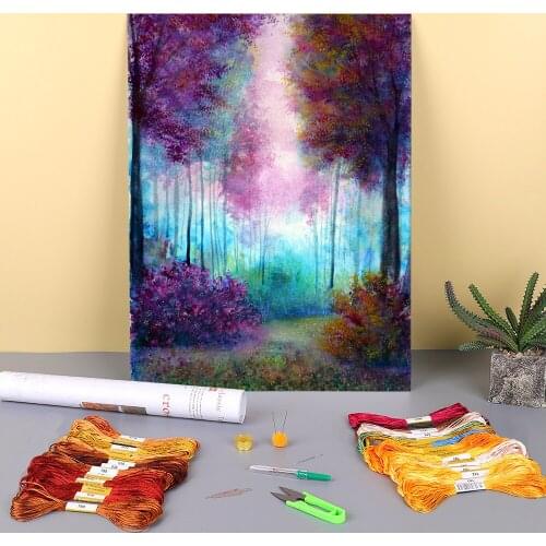 Natural Scenery Prelude Printed Canvas 11CT Cross-Stitch DIY Embroidery Set DMC Threads Needlework Handmade Craft Adults