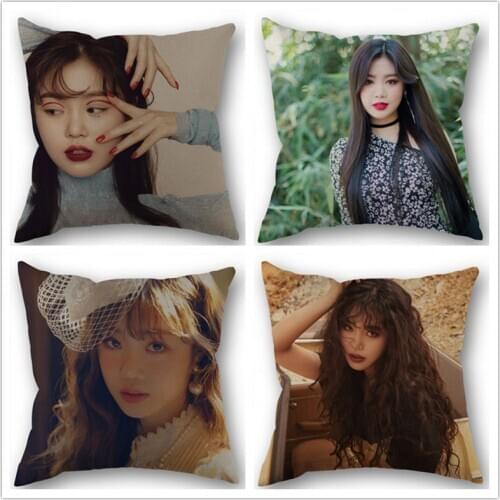 Custom (G)I-DLE Soojin KPOP Cotton Linen Square Zippered Pillow Cover For Office Family DIY Your Picture 45*45cm