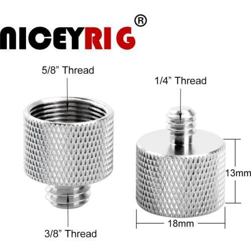 NICEYRIG 3/8" Thread 1/4"Thread to 5/8" Female Microphone Bracket Screw Shoulder Rig Receiver Camera Photography Accessory