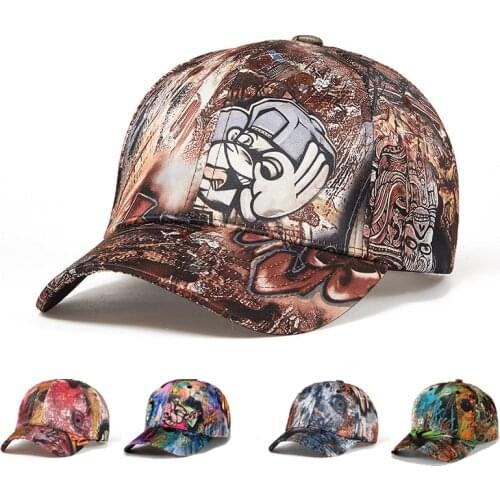 New Fashion Tie-dyed Adjustable Baseball Cap Unisex Personalized Graffiti Printed Sports Hat Adult Polyester Caual Travel Sunhat