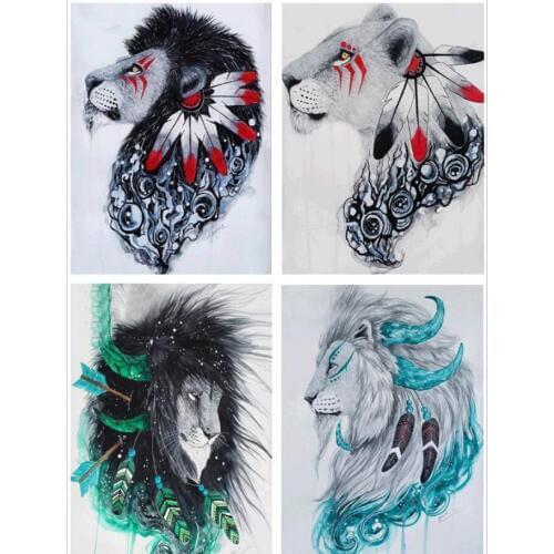 2019 NEW Popular 5D Cool Animals Head Tiger Lion Diamond Painting Cross Stitch Mosaic Home Decor Diamond Embroidery Wall Sticker