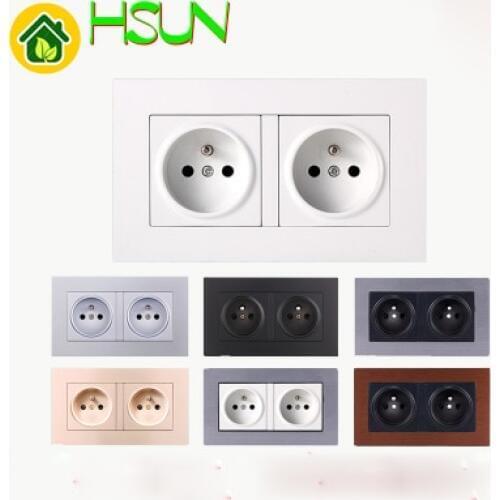 146 type France Socket 4 hole panel 16A Wall switch Power Supply European socket White gold stainless steel Champagne gold