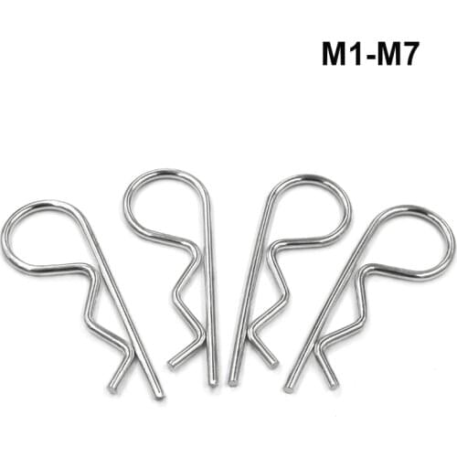 304 Stainless Steel R Shape Spring Cotter Split Pin Clip Clamp Hair Tractor Pin for Car M1 M1.2 M1.6 M1.8 M2 M2.5 M3M4M5M6M7 M8