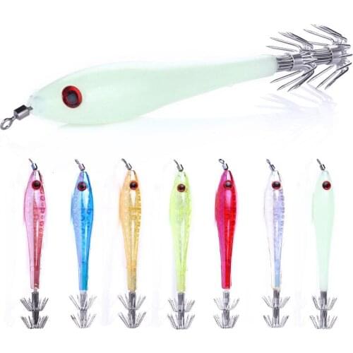 5PCS Hard Plastic Luminous Shrimp Fishing Lures Squid Jig Baits Noctilucent Night Lures 9.5CM Fishing Tackles