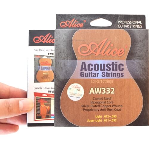 Senior Professional Alice AW332 Acoustic Guitar Strings 011-052, 012-053 Silver Plated Copper Wound Anti-Rust Coat Strings