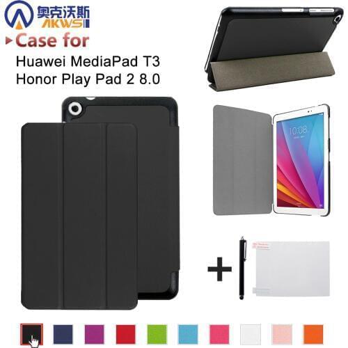 Slim Case for Huawei Mediapad T3 8, KOB-L09 KOB-W09 8.0 Tablet Cover for Honor Play Pad 2 8.0 Inch PU Leather Funda Auto Sleep