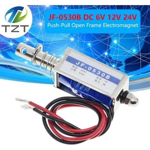 TZT JF-0530B DC 6V 12V 24V Push&Pull type Open Frame Electromagnet keepping Force 5N travel 10mm Linear Solenoid