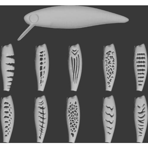 WLure Hard Plastic 3D Stencil for Jerkbait Minnow Fishing Lure Blanks UPM639