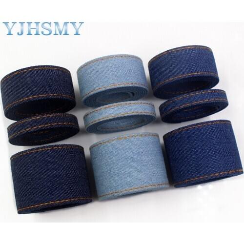 YJHSMY I-19218-373,5yards 3/8''1''1-1/2" double-sided jumper denim fabric tape crafts bow cap accessories and decorations