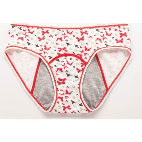 Womens Menstrual Panties Leakproof Period Underwear For Children Small Flow Cute Cartoon Lingerie Cotton Mid Rise Briefs 3Pcs