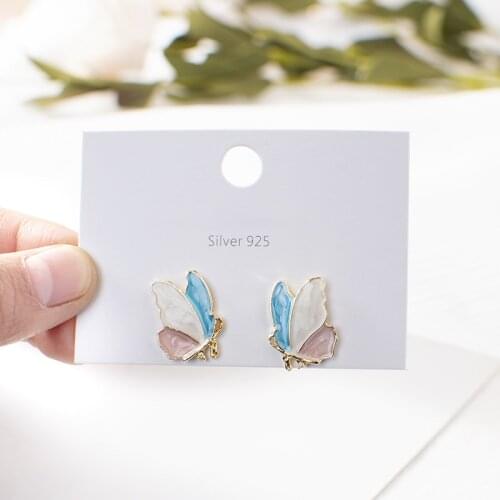 2021 Korean Fashion Stud Earrings Lavender Butterfly Earrings Cute And Small Summer Fresh All-match Stud Earrings Womens Sale