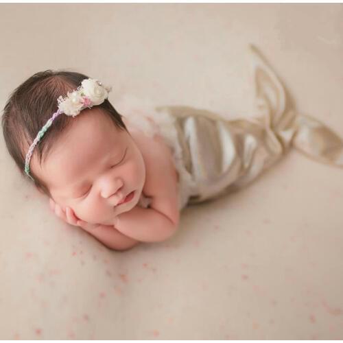 Newborn Shining Mermaid Tail And Headband Bra Ocean Mermaid Theme Shooting infant Clothing 1 Set Photography Props