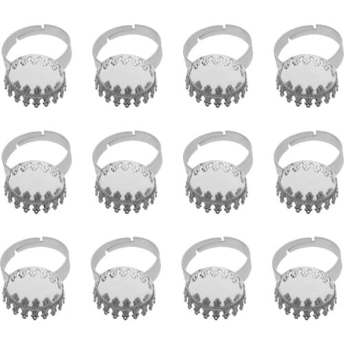 10Pcs/lot 12/15/20mm Stainless Steel Round Beer Cover Adjustable Ring Flat Blank Cabochon Tray DIY Jewelry Findings Rings Base