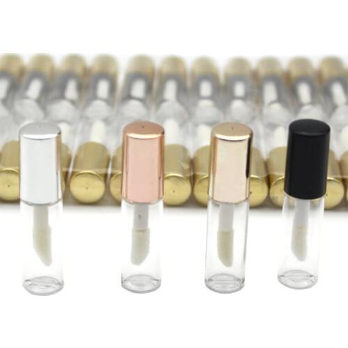 100pcs Empty Transparent Plastic Lip Gloss Tubes 1.2ml Lip Balm Tube Lipstick Mini Sample Cosmetic Container With Rose Gold Cap