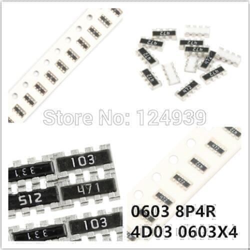 1000pcs 0603x4 2*4P 0603*4 0603 8P4R J 5% 4D03 Network Resistor array 820K 820kohm 910K 910kohm 1M 1Mohm 1.0M 1M0