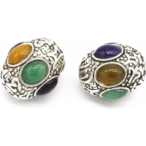 1 PCS 22*26mm 18*22mm Metal Alloy Tibetan Silver Color Beads High Quality Oval Beads DIY Jewelry Accessories