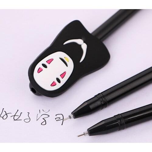 24 PCs Cartoon No Face Man All Black Gel Pen Animated Cartoons Water-Based Paint Pen Spirited Away
