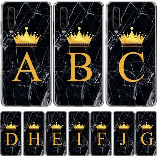 26 Letter Crown Custom A Silicon Phone Case For Huawei P30 P20 P40 P10 Mate 30 20 10 Pro Lite P Smart Z Plus + Pattern Cover Coq