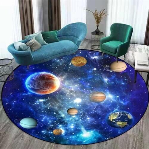 Blue Planet Universe 3D Carpet Living Room Simple Round Area Rug Bedroom Fashion Floor Decor Children Room Carpet Chair Mat