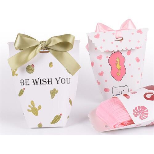 5Pcs Creative Candy Box Kids Cactus Printed Cardboard Gift Toy Ladies Scarf Bag (without Ribbon)